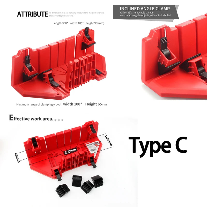 22.5/45/90 Degree 1pcs Wood Cutting Clamping Miter Saw Box Woodworking Angle Cutting for Carpenter