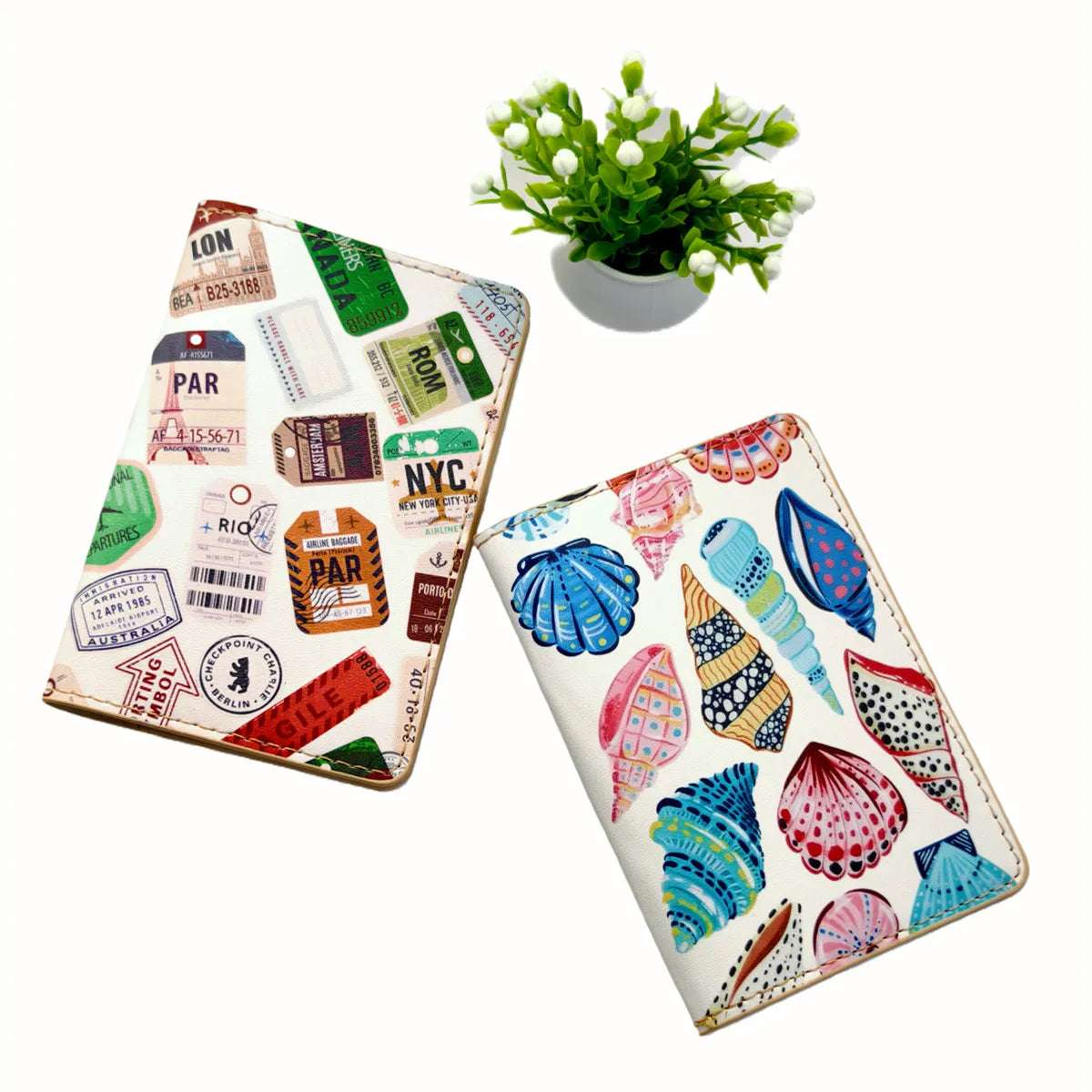 Hand-drawn illustration PU Leather Passport Cover Case Card Holder Lightweight Travel Accessories Wallet Gift For Lovers