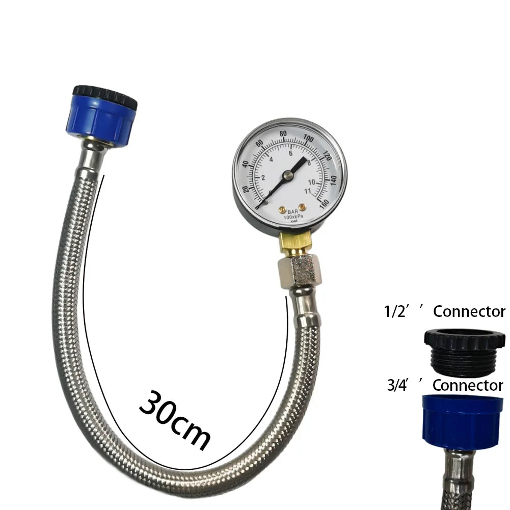 Tap Water Pressure Test Kit - Water Meter, Faucet, Water Heater, Piping 0-11 Bar 0-160 Psi Pressure Test