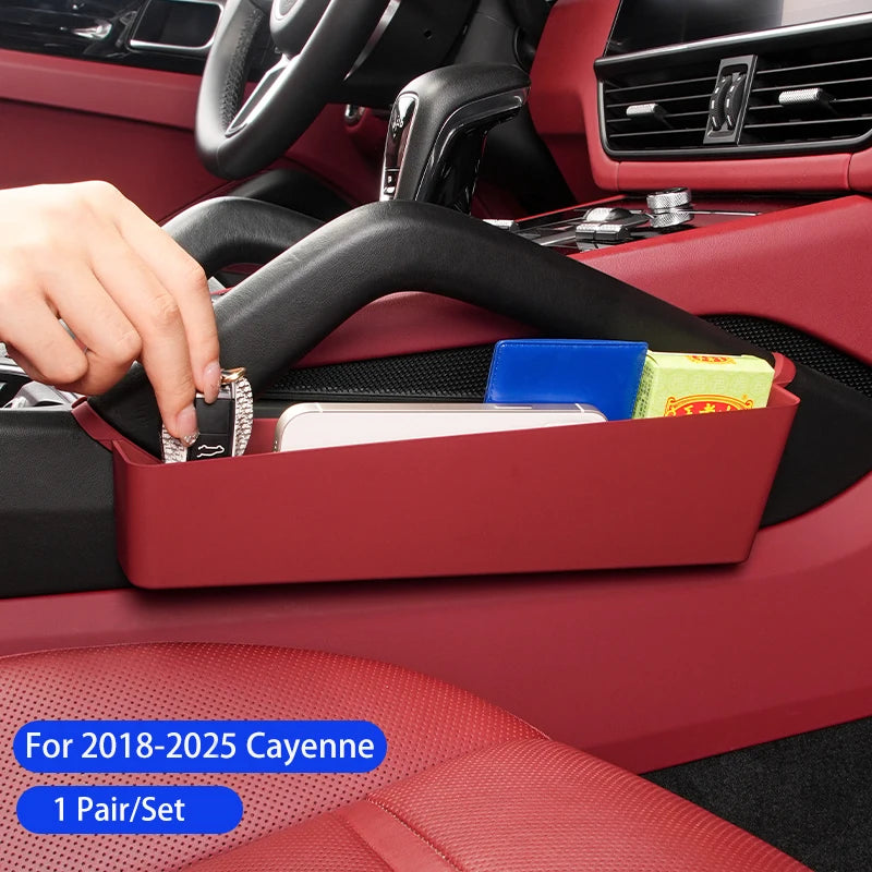2PCS Center Console Storage Box For Porsche Cayenne 2018-2025 Car Central Control Gap Phone Key Holder Organizer Accessoriess