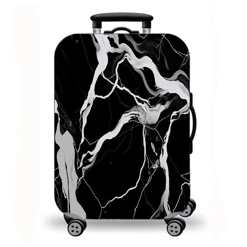 Luggage Cover, Gold Foil Fluid Marble Agate Print Stretch Suitcase Protector, Luxury Neutral Abstract Travel Design