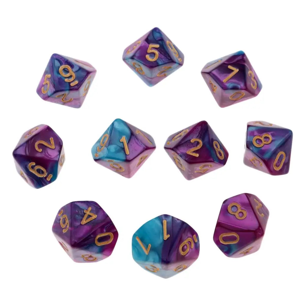 10pcs RPG DND Polyhedral Dice Set D10 D8 – Board Game Multi-sided Dice / 10 dés polyédriques RPG DND D10 D8 – Jeux de société multi-faces