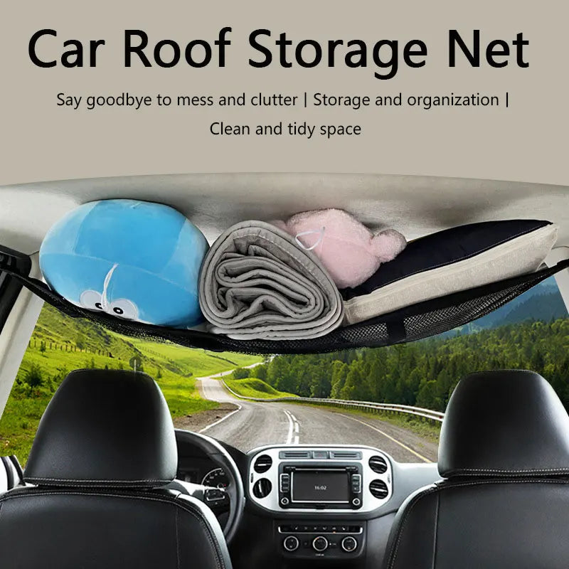 Car Ceiling Cargo Net Strong Load-Bearing Mesh Car Roof Storage Organizer Car Ceiling Net Storage For SUV Long Trip Camping