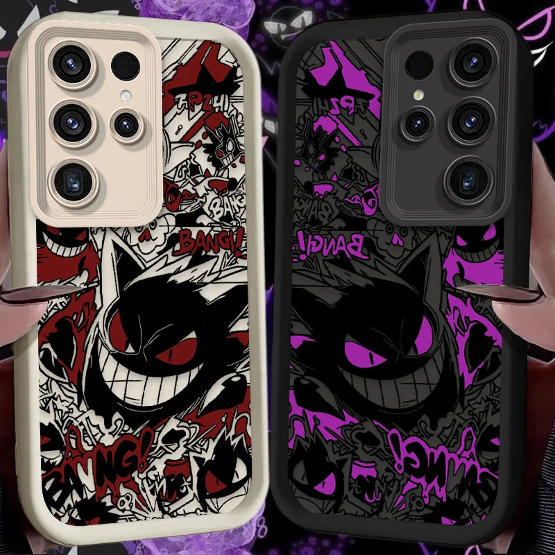 P-Pokemon Gengar Graffiti Phone Case for Samsung Galaxy S24 S25 S23 Ultra S22 S21 Plus FE A36 A56 A26 A16 A06 A15 A25 A35 A55 5G