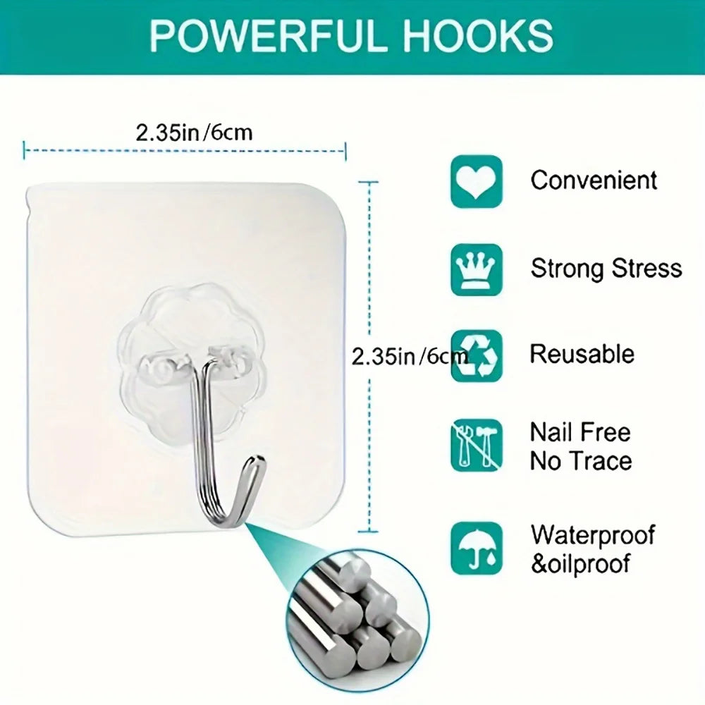 10/20/30PCS Kitchen Self-adhesive  Wall Hooks Multi-Purpose Stainless Steel Keys Towel Holder For Kitchen Bathroom Accessories