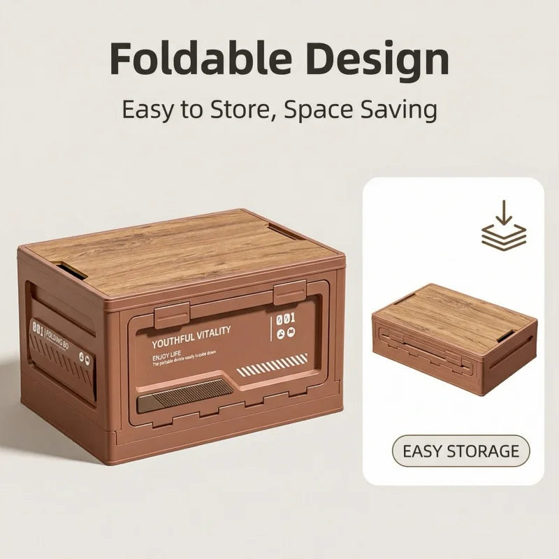Outdoor Storage Box Camping Folding Box Camping Organizer Car Trunk Wooden Lid Industrial Air Storage Box Home Storage