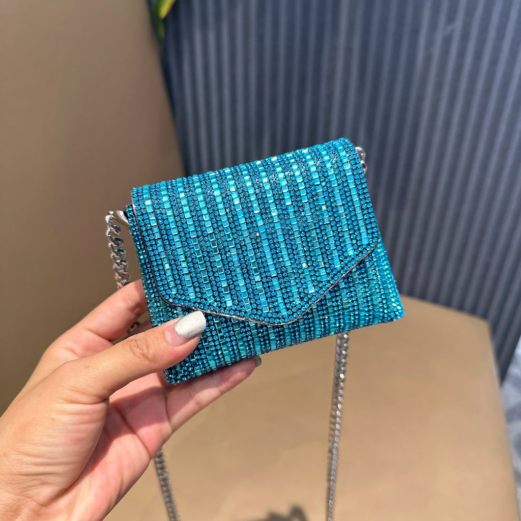 JIOMAY Rhinestones Bag for Women 2024 Mini Purses and Handbags Clutch Wallets Ladies PU Leather Chain Party Evening Shoulder Bag