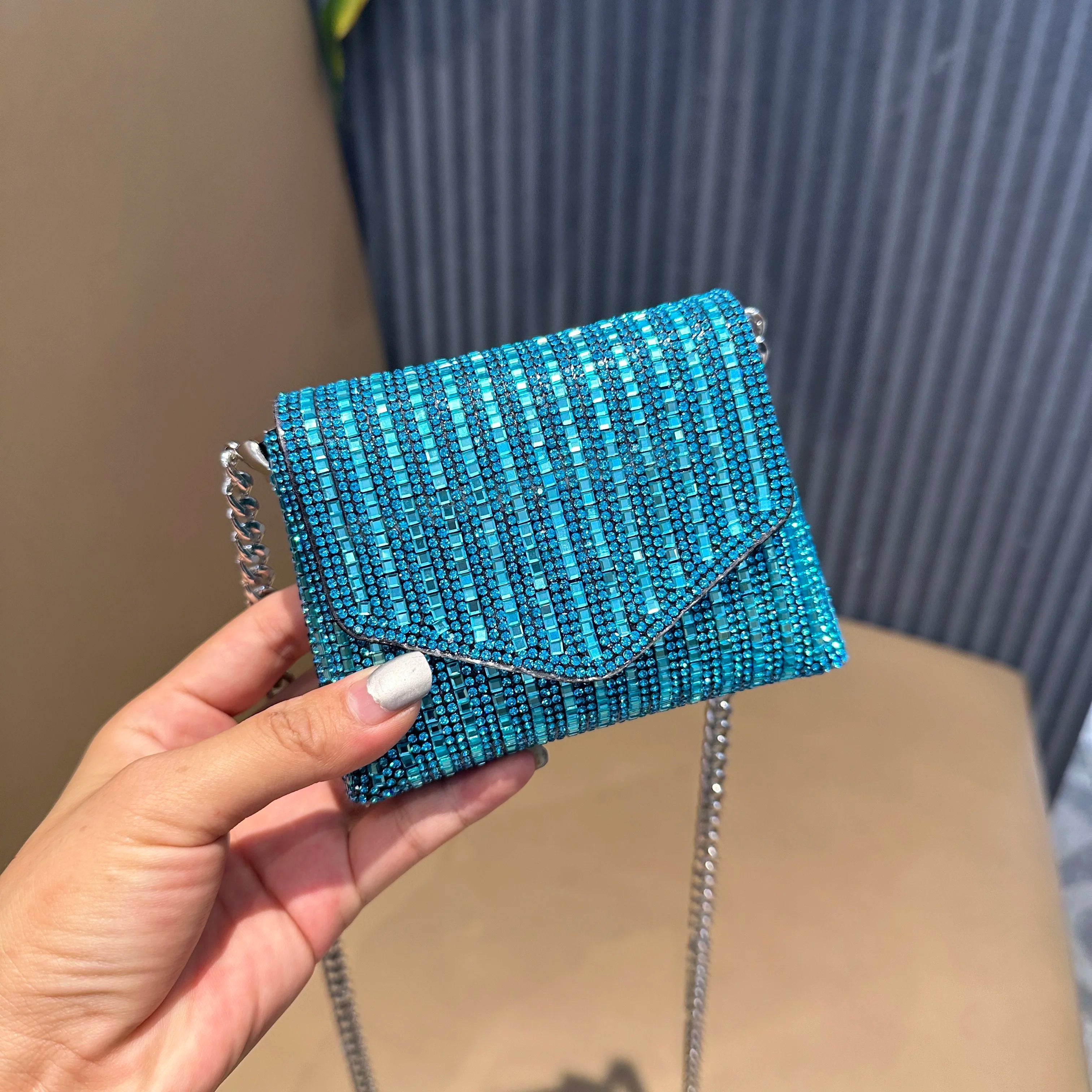 JIOMAY Rhinestones Bag for Women 2024 Mini Purses and Handbags Clutch Wallets Ladies PU Leather Chain Party Evening Shoulder Bag