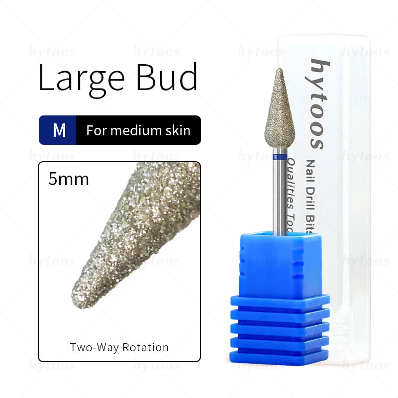 HYTOOS 5mm Long Bud Cuticle Clean Nail Drill Bits Russian Diamond Dead Skin Nail Bit Nail Cleaner Accessories Tool