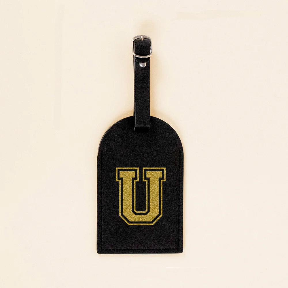 Vintage Initial Print Women PU Leather Luggage Tag Suitcase Label Baggage Boarding Bag Tags Travel Neceser Accessorie Best Gift