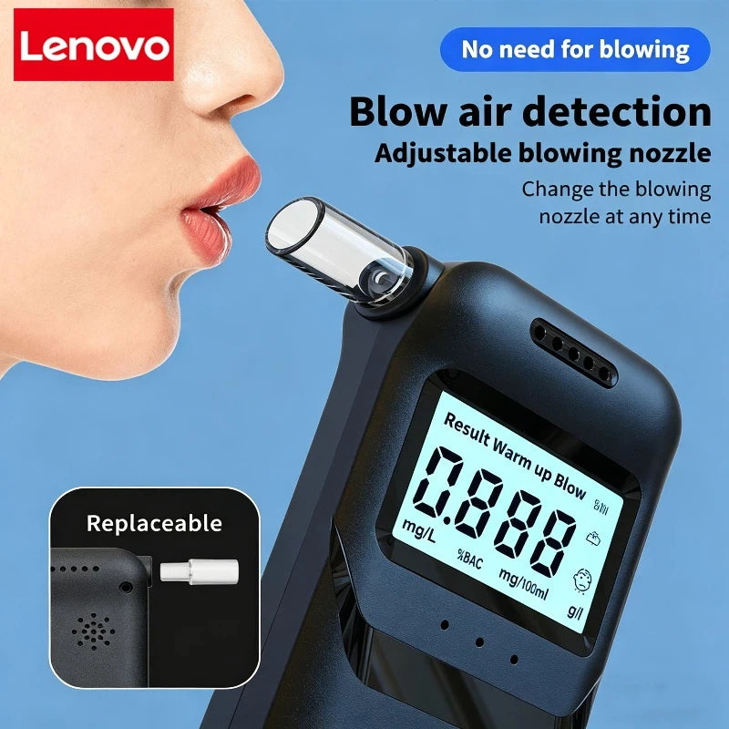 Lenovo Alcohol Breathalyzer Tester Digital LCD Display Grade Accuracy Personal Alcohol Test for Home Use Drunk Driving Analyzer
