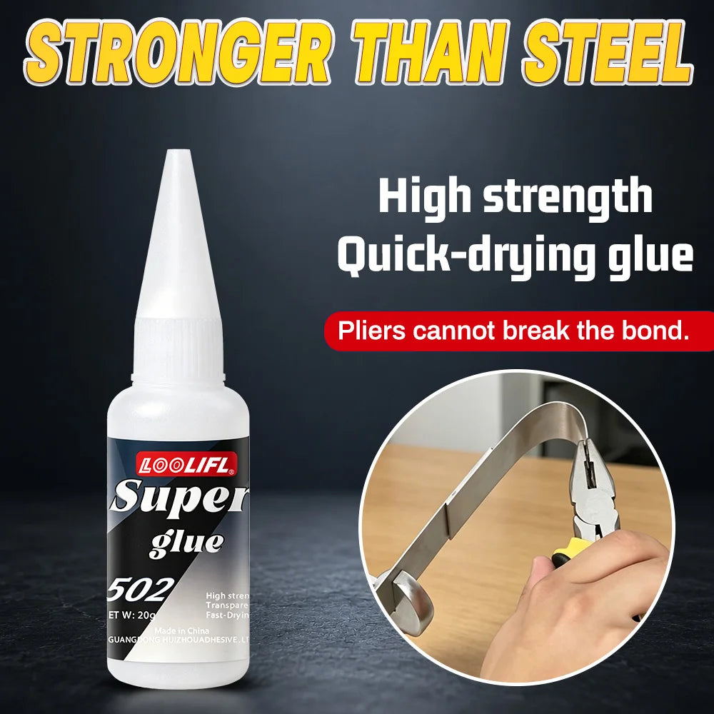 502 Glue, Dries Quickly in Seconds Without Waiting, Provides Strong and Unbreakable Bonding, Is Durable and Resistant to Pulling After Curing, It Is Transparent and Does Not Turn White, Leaving No Traces and Is Aesthetically