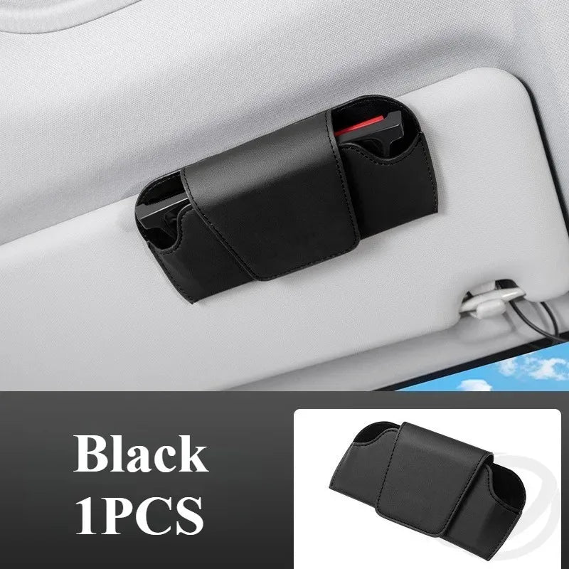 1pcs Universal Black Car Glasses Case Sunshade Clip Magnetic Buckle Glasses Storage Box Glasses Holder
