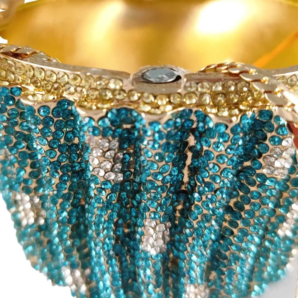 Boutique De FGG Women Blue Cupcake Evening Bag Crystal Clutch Purses Wedding Bridal Rhinestone Clutch Bag Party Minaudiere Bag