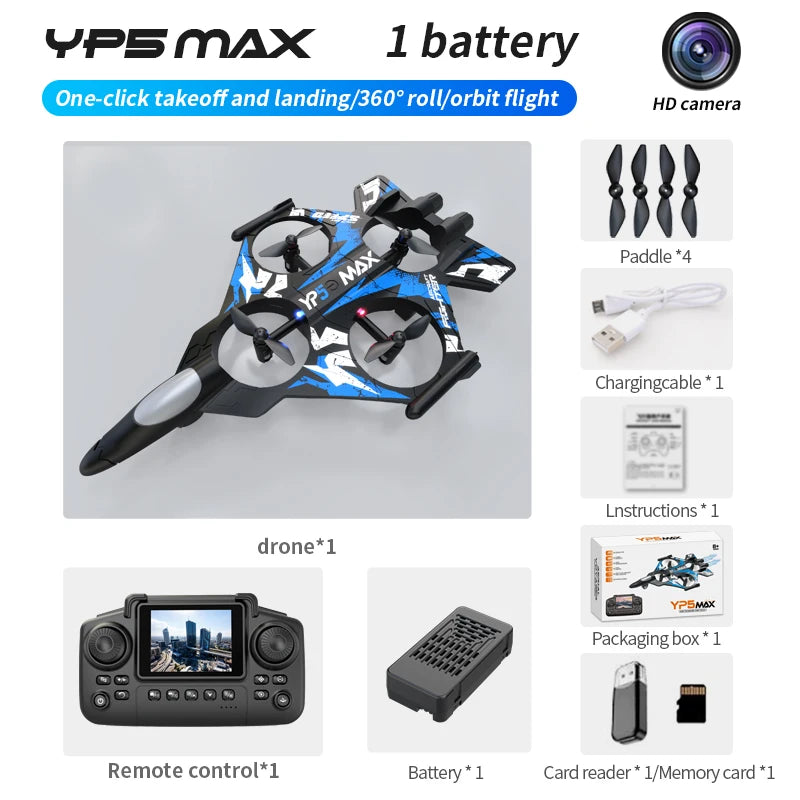 YP5MAX FPV Drone 4K HD Camera Screen Remote Control launch Hovering Circling Flight EPP Anti-Collision Easy Control Kid Toy Gift