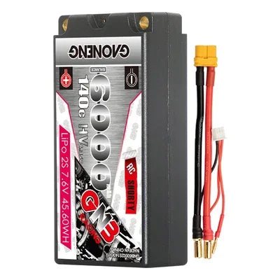 GAONENG GNB 4600/6000/6300mAh 2S 7.6V 140C 280C HV Hardcase SHORTY GNB LiHV Battery With 5.0mm Bullet XT60/T For 1/10 RC Car
