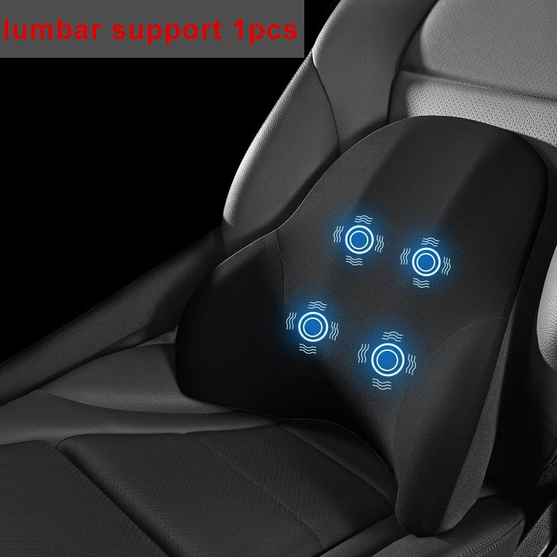 Car Electric Single Lumbar Single Headrest Vibration Massage Lumbar Support Neck Pillow Lumbar Cushion Car Seat Car Interior