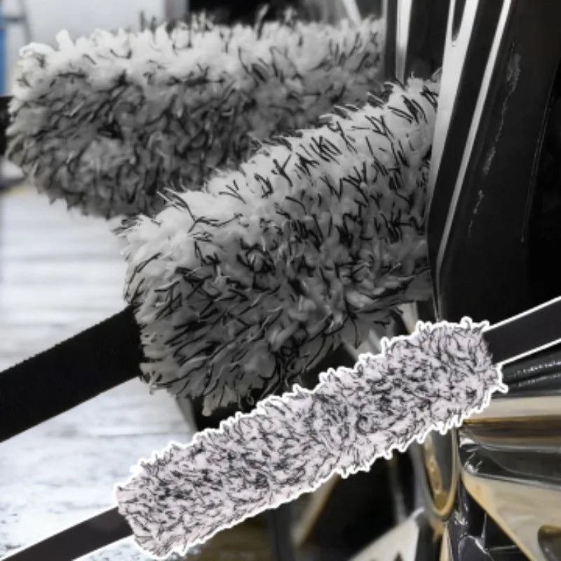 Microfiber Coral Plush Wheel Pull Tape Brush Wheel Tension Car Wash Towel Brush Car Wash Towel Brush Accessories Cleaning Tape