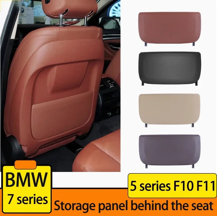 F10 F11 F01 F02 F07  Leather Car Seat Backrest Panel Storage Pocket Cover For BMW 5 7 Series 5GT 2008-2017