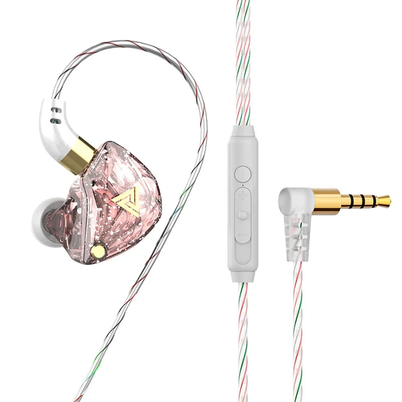 QKZ AK3 FiLe Wired Earphone with Microphone HiFi Music Monitor Bass Headphones Noise Cancelling Headset For Sport Gaming Earbuds