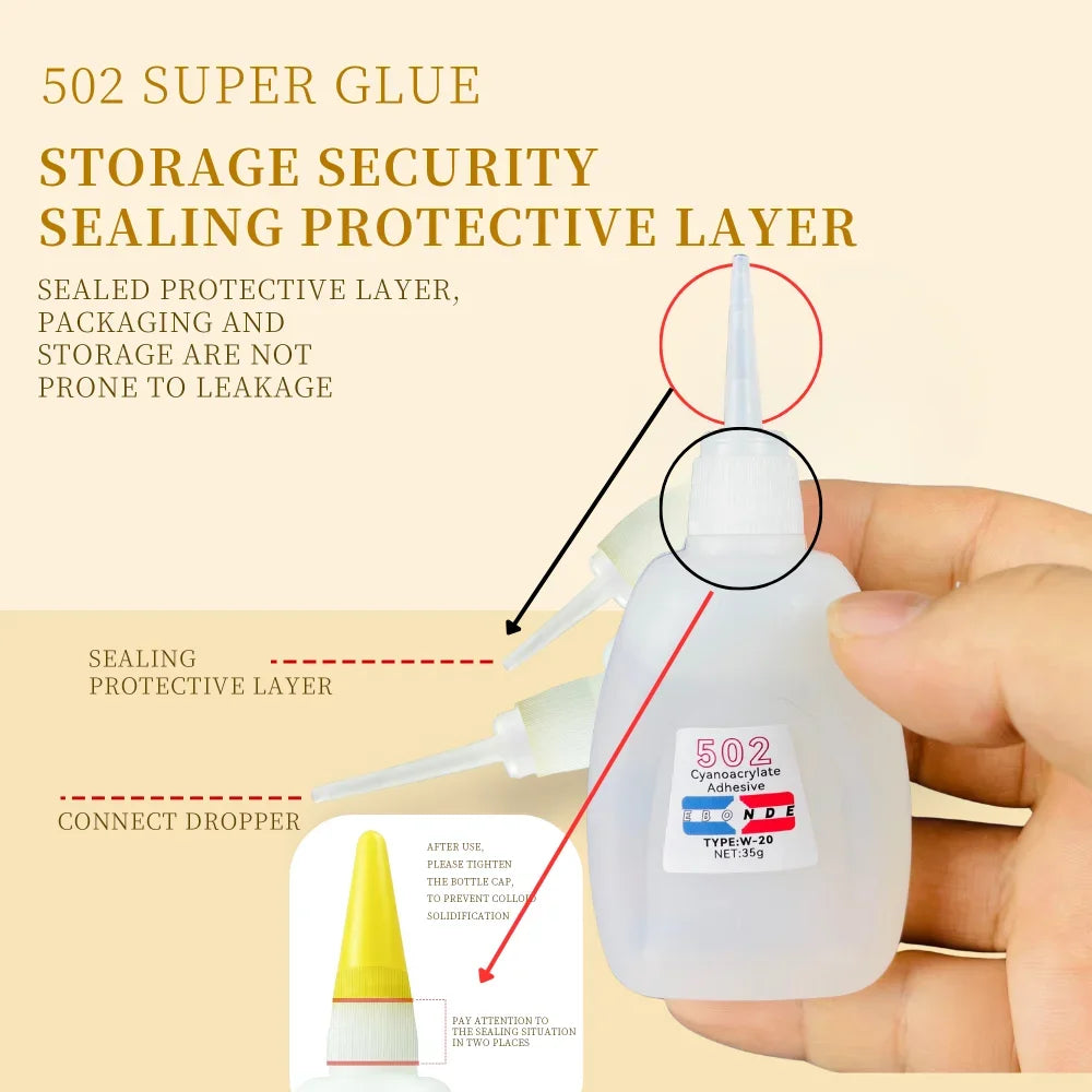 1/3/10PCs 502 Super Glue Instant Quick-Drying Cyanoacrylate Adhesive for Leather Rubber Wood Metal Strong Bond Liquid Glue