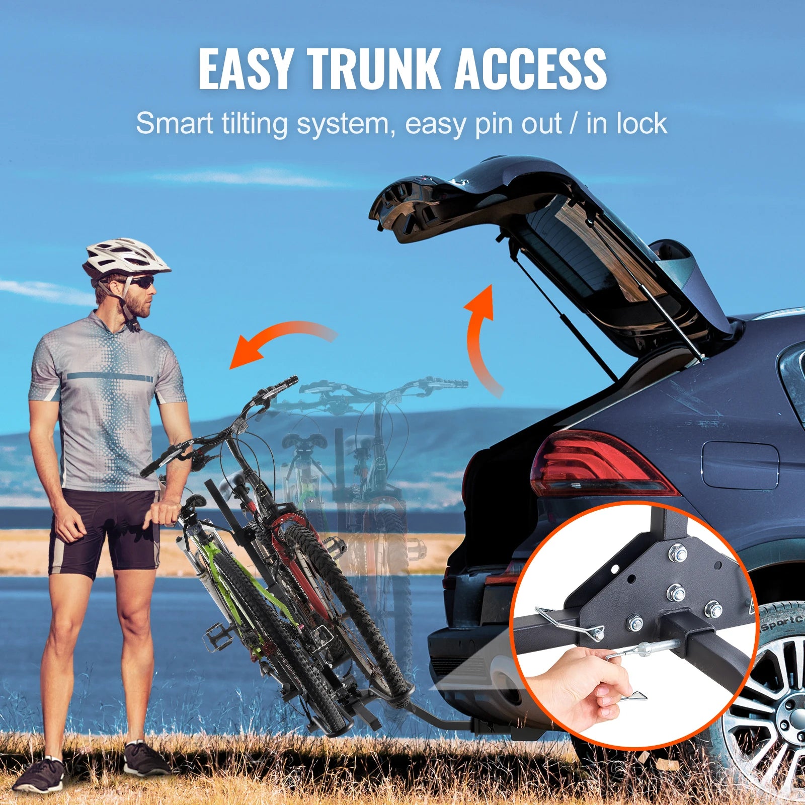 SucceBuy Hitch Mount Bike Rack, 2/4-Bike Platform Style 80/160/150 LBS Bike Rack Hitch Titling and Folding Bike Carrier for Car