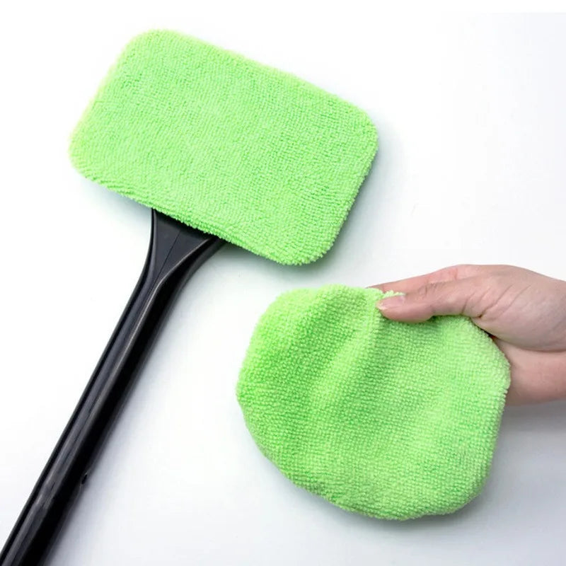 Car cleaning set (1 handle + 4 replacement cloths), windshield cleaning tool, reusable cloth pad, for cleaning dust and stains