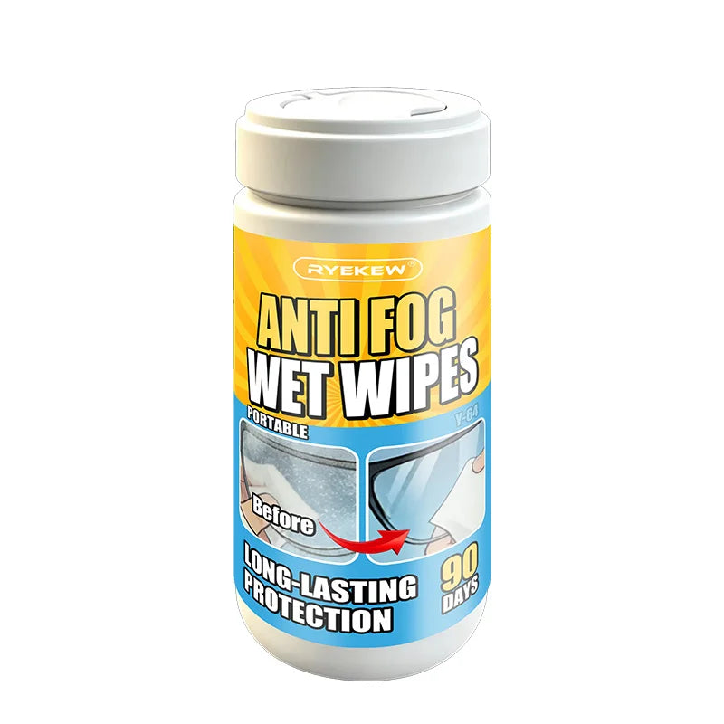 RYEKEW Car Glass & Interior Anti-Fog Wipes — Long-Lasting 90-Day Protection, Clear Visibility, Anti-Fog Cleaning Wipes