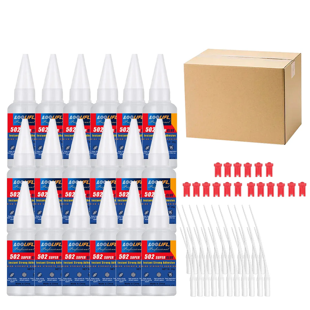 Loolifl,502, Super Glue, Instant Adhesive, Universal Glue, Suitable for Metal, Ceramics, Wood, Glass (Comes with Glue Remover)