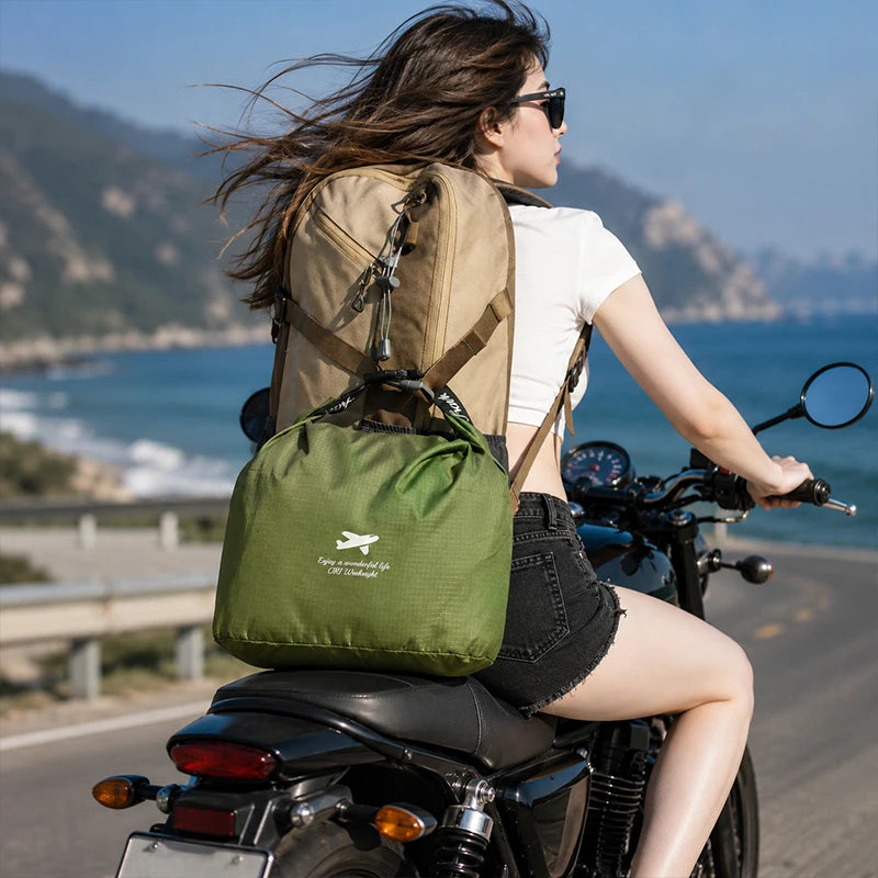 SEAMETAL Multifunctional Outdoor Folding Bag Waterproof 420D Oxford Dry Bag Large Capacity for Hiking Swimming Trekking Storage