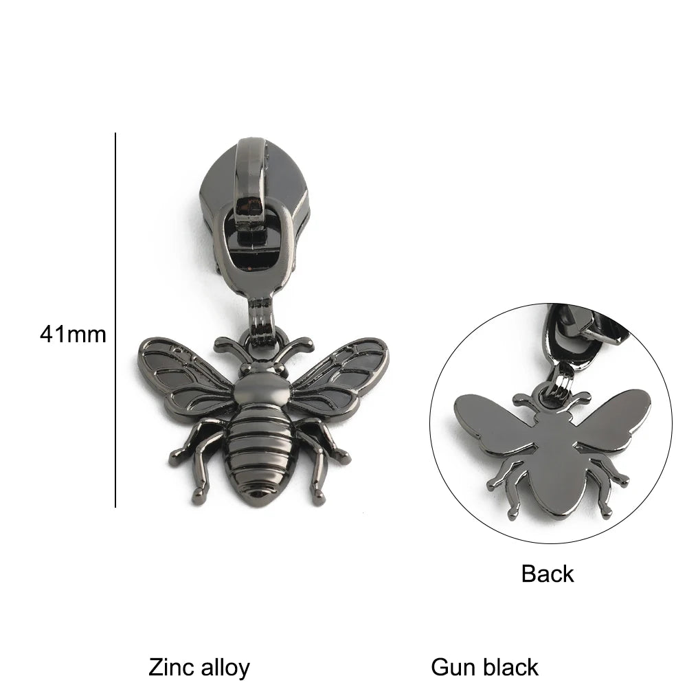 10/40/100PCS Owl/Dragonfly/Bee/Butterfly Shape 5# Nylon Zipper Sliders For Decorative Zipper Tab Bags Pocket Sewing Accessories