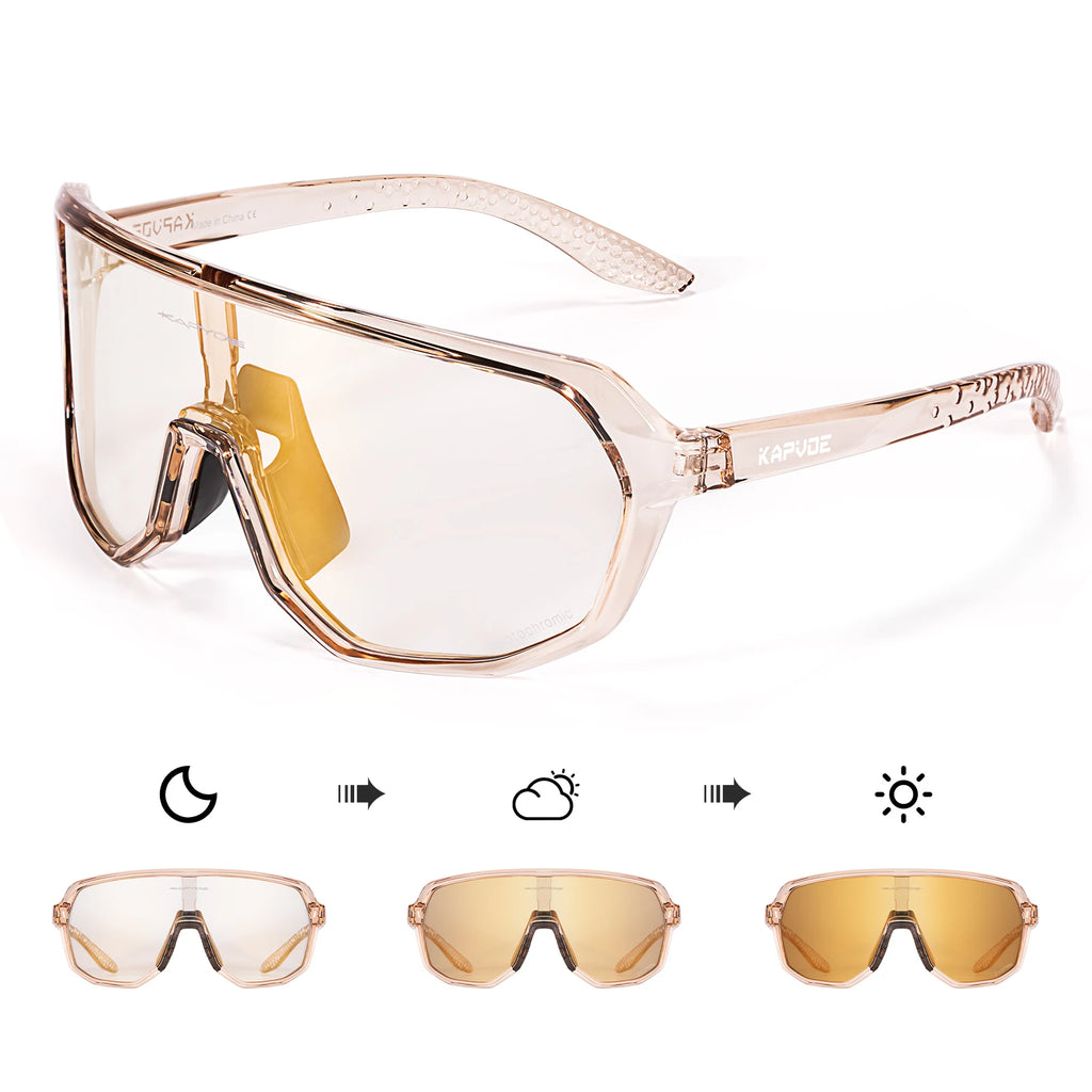 Photochromic Cycling Sunglasses Kapvoe Women Man Luxury Gold Glasses Driving Fishing Fashion Travel Golf Women Bike Goggles