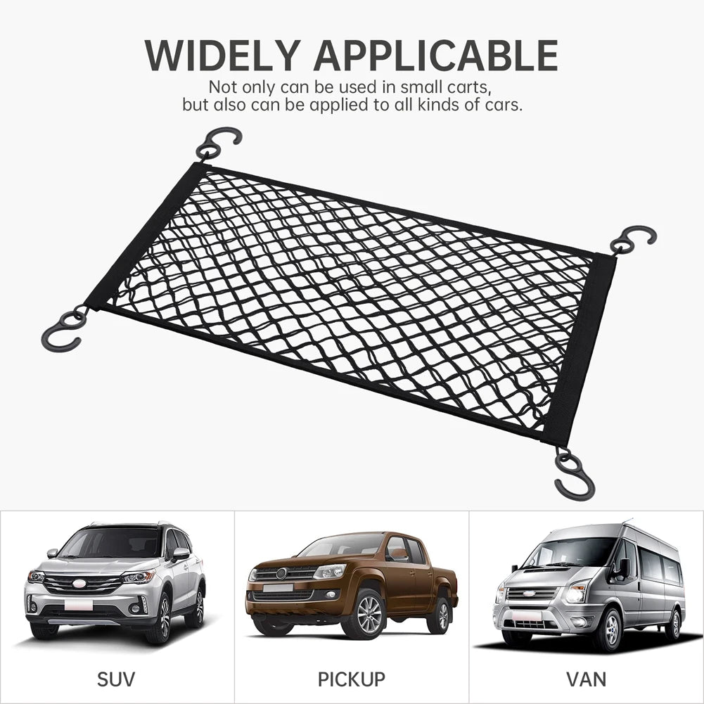 Net Storage Bag Elastic Camping Cart Storage Bag Foldable Car Cargo Net Pocket Dual Layer for Folding Trolley Cart Beach Cart
