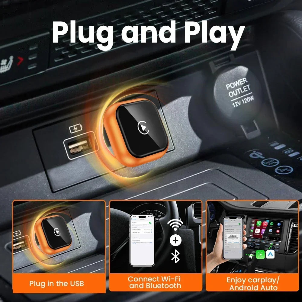 2In1 Wireless CarPlay Android Auto Adapter USB Dongle Smart Mini Box Plug And Play 5G WIFI Bluetooth For 98% Wired Carplay Cars