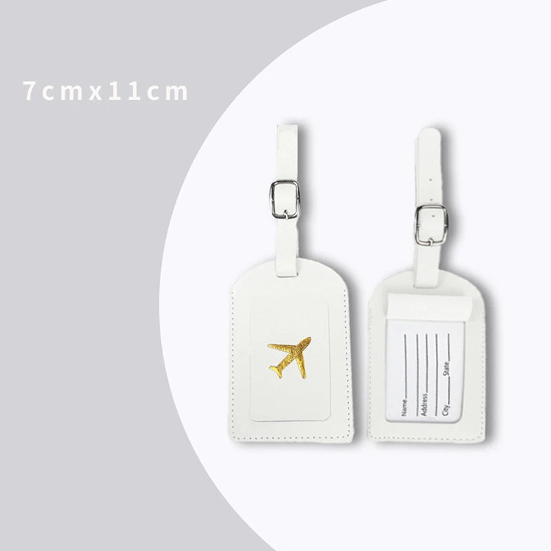 1pcs PU Leather Luggage Tag Name ID Labels Travel Suitcase Identifier Label Boarding Bag Tag Travel Accessories