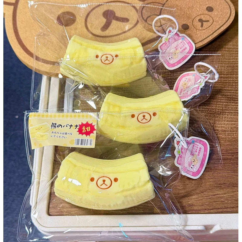 Handmade Butter Texture Squishy Banana Bear Squeeze Toy Stress Relief Food Grade Silicone Fidget Toy Kids Gift