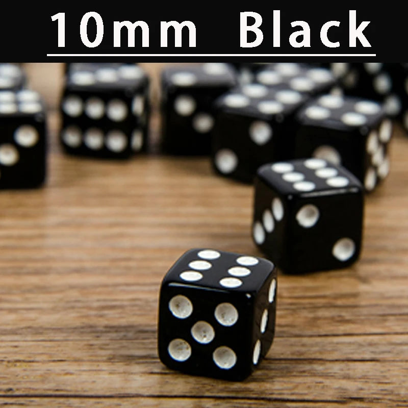 50PCS 8MM 10MM Square Point Dice Puzzle Game Send Children 6 Sided Dice DIY Game Accessory Small Size 8mm Black White Cube