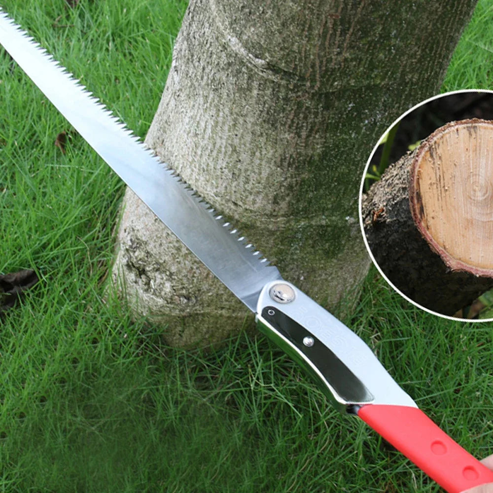 16-Inch Manganese Steel Folding Saw with 3-Sided Teeth and Safety Lock for Cutting Trimming Wood Branches Bamboo