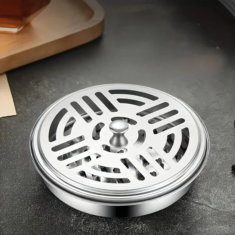 Stainless Steel Mosquito Coil Tray With Cover Large Portable Mosquito Coil Holder Box Anti-Mosquito Spiral Incense Coil Burner
