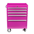Pink Mobile 5-Drawer Mechanic Tool Cabinet Trolley with Wheels Pink Cabinet  for Tool Storage Rolling Pink Tool Chest