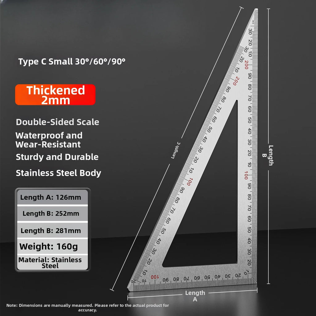 New Triangle Ruler Measurement Tool Stainless Steel Carpenter Tools Cm Metric Angle Ruler Square Woodworking Tools