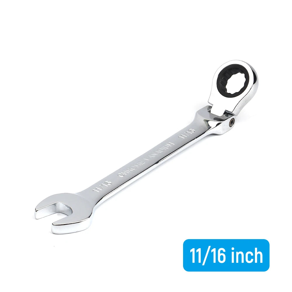 1/4-15/16 Inch 1-Piece Imperial Size Ratchet Wrench Set of Keys Spanner Flexible Head Universal Hand Tools Car Repair Tool