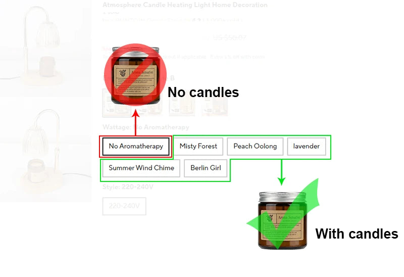 AC-220V Aromatherapy Candle Heating Lamp Deodorize 50W Dimmable Cafe Ambient Light Romantic Atmosphere Desktop Decorative Lamp