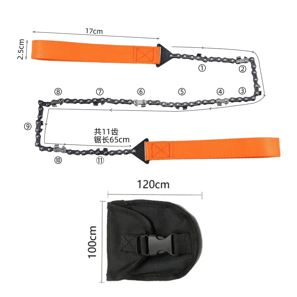 11 tooth outdoor portable hand pulled rope saw - suitable for outdoor, mountain climbing, and rescue - multifunctional saw chain