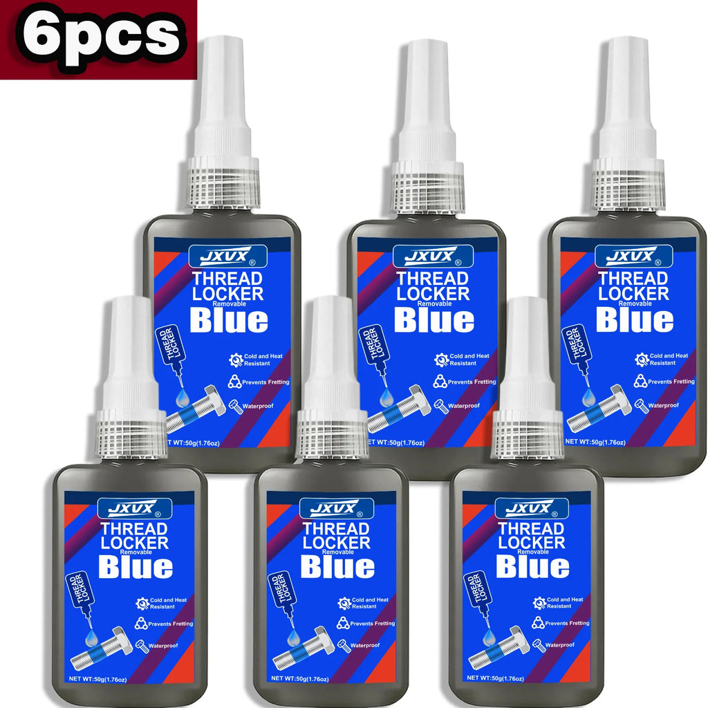 Threadlocker Screw Glue Blue Medium Strength Quickly Cured Thread Locking Agent Anaerobic Adhesive  Industrial Thread Sealant,Replaces Washers,,Suitable for All Metal Threaded Assemblies,1-6pcs.
