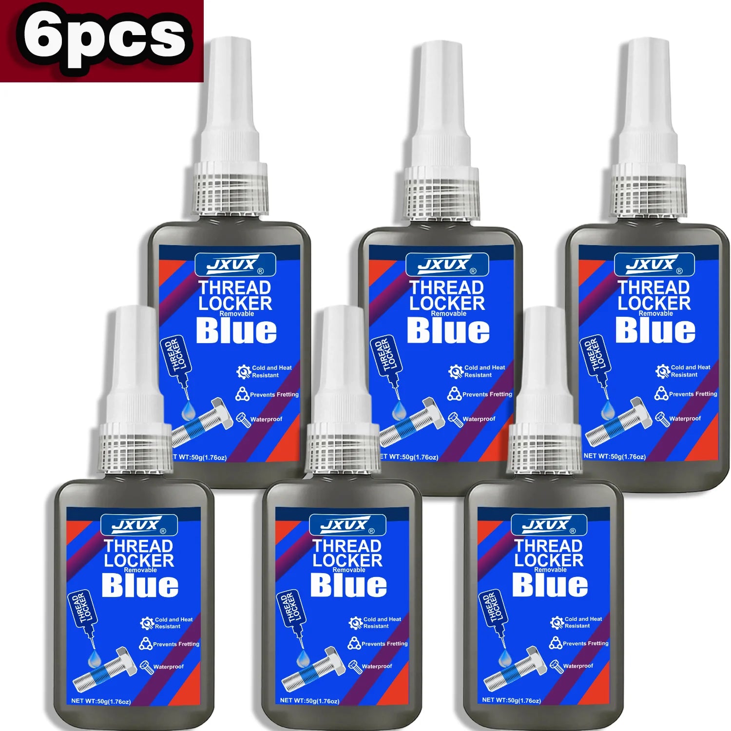 Threadlocker Screw Glue Blue Medium Strength Quickly Cured Thread Locking Agent Anaerobic Adhesive  Industrial Thread Sealant,Replaces Washers,,Suitable for All Metal Threaded Assemblies,1-6pcs.