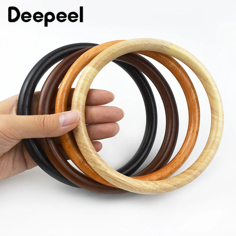 1/2Pcs 11/14cm Solid Wood Ring Bag Handles Purse Frame for Women Handbag Woven-Bag DIY Handmade Sewing Brackets Bags Accessories