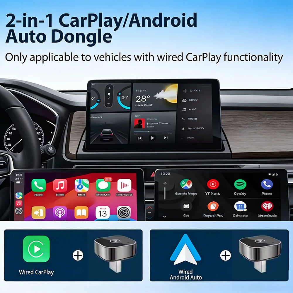 2026 New Wireless CarPlay Adapter for Apple iPhone ＆Android Auto 2 in 1, Mini USB CarPlay Dongle Wirn with Fast Stable Connectio
