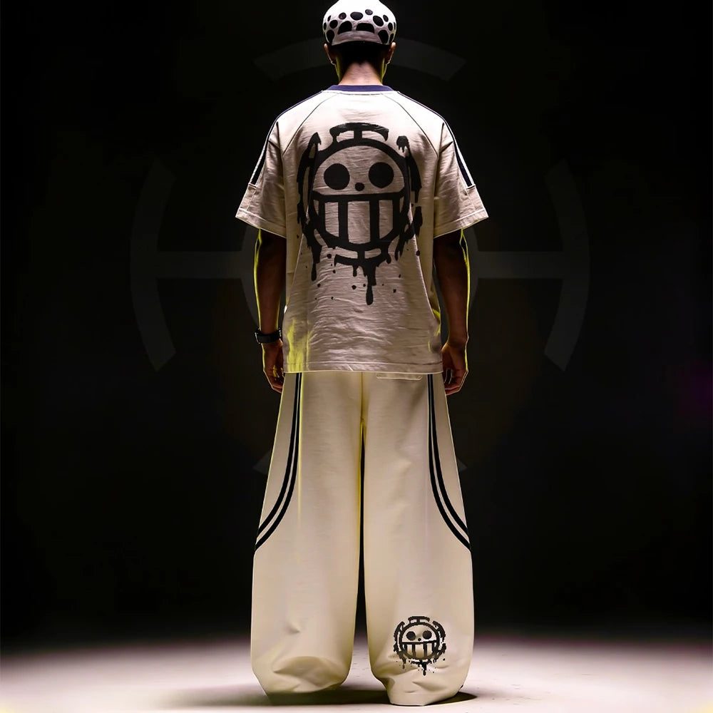 One Piece Surgeon of Death Streetwear New Hot Selling Men Women Short Sleeved Pants Set Street Y2K Casual Tee Set Sports Set