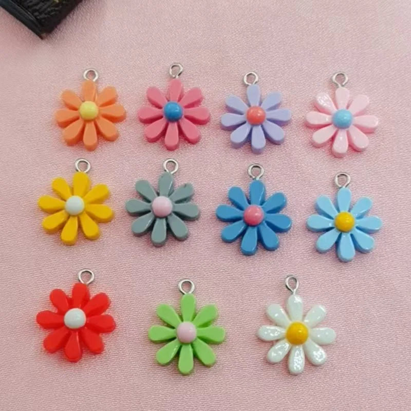 20pcs 17 * 20mm DIY resin acrylic accessories daisy sunflower pendant luggage item bracelet pendant